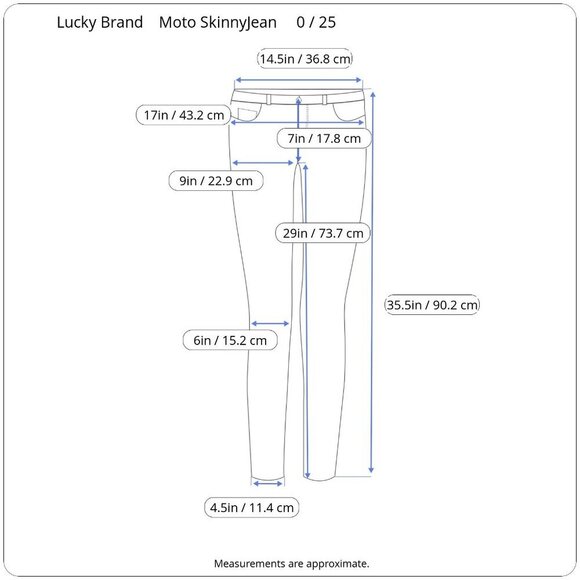 Lucky Brand Meadowood Moto Jeans Low Rise Skinny Zipper Detail Blue 0 25 - Picture 15 of 16